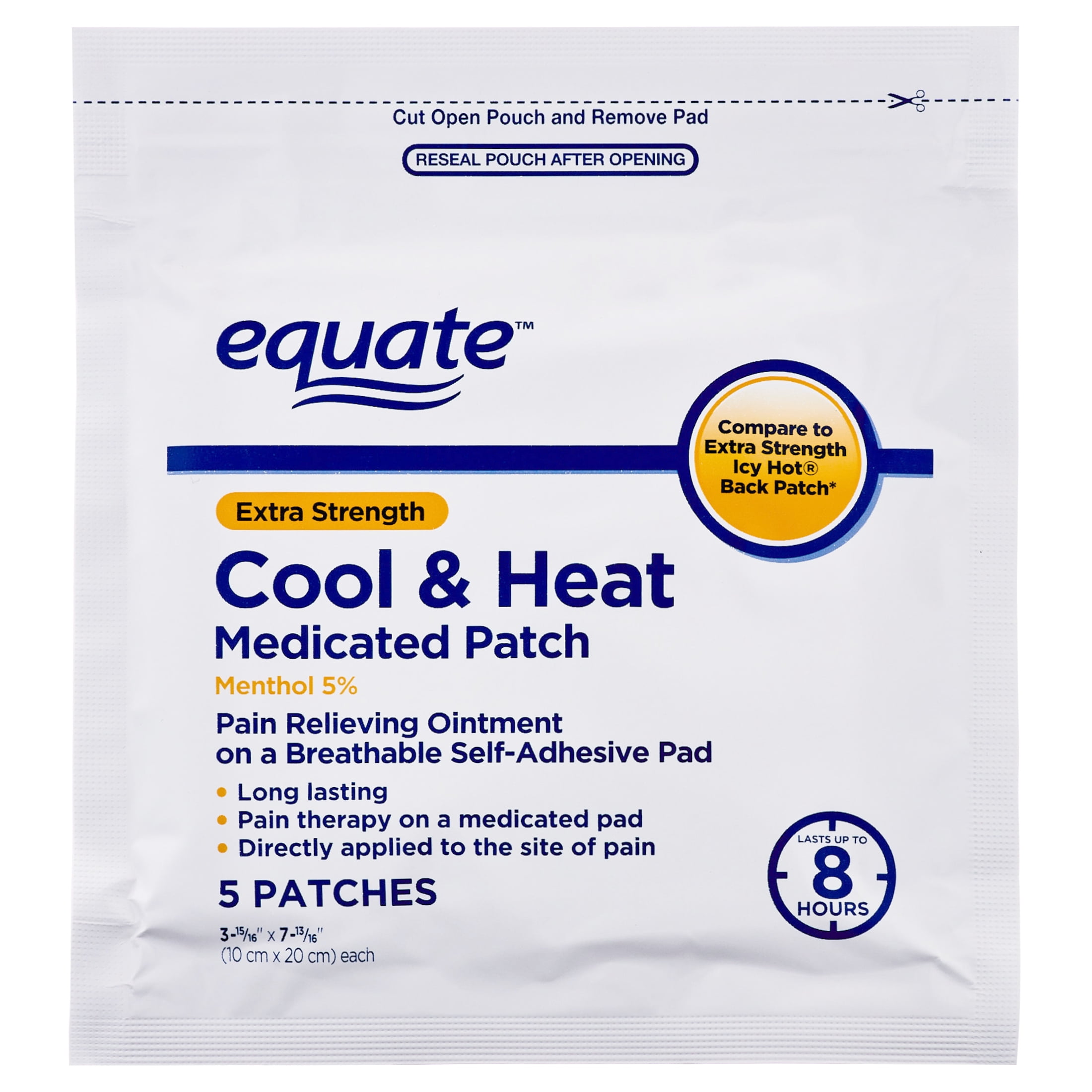 Equate Extra Strength Cool & Heat Medicated Menthol Patches, 5 Count