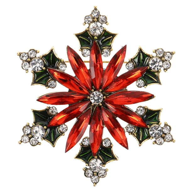 ColoMX Broche Broches y alfileres Vintage para mujer, Pin de diamantes de imitación para vacaciones, broche de copo de nieve para suéter, broche de copo de nieve de Navidad