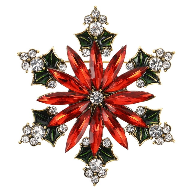 ColoMX Broche Broches y alfileres Vintage para mujer, Pin de diamantes de imitación para vacaciones, broche de copo de nieve para suéter, broche de copo de nieve de Navidad