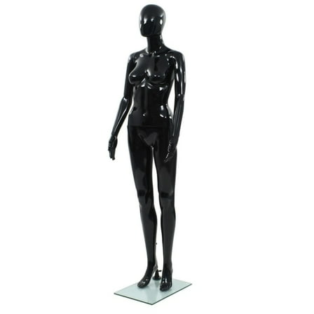 Casafoyer Full Body Female Mannequin with Glass Base Glossy Black 68.9"