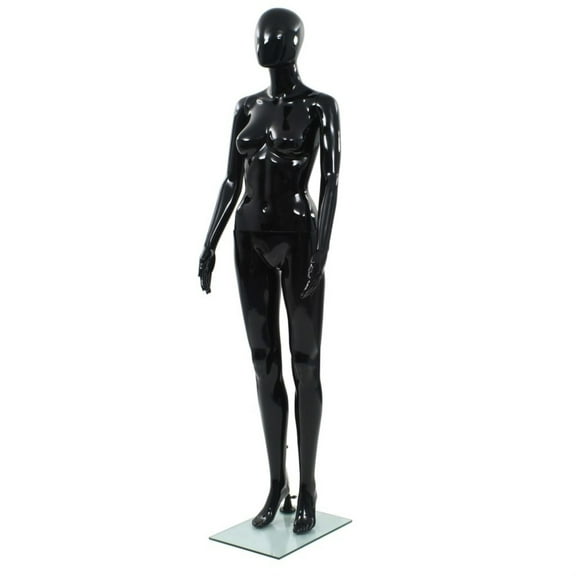 Casafoyer Full Body Female Mannequin with Glass Base Glossy Black 68.9"