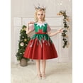 thumbnail image 5 of Seyurigaoka Little Girl’s Christmas Gifts Printed Short Sleeve/Sleeveless Formal Dress, 5 of 9