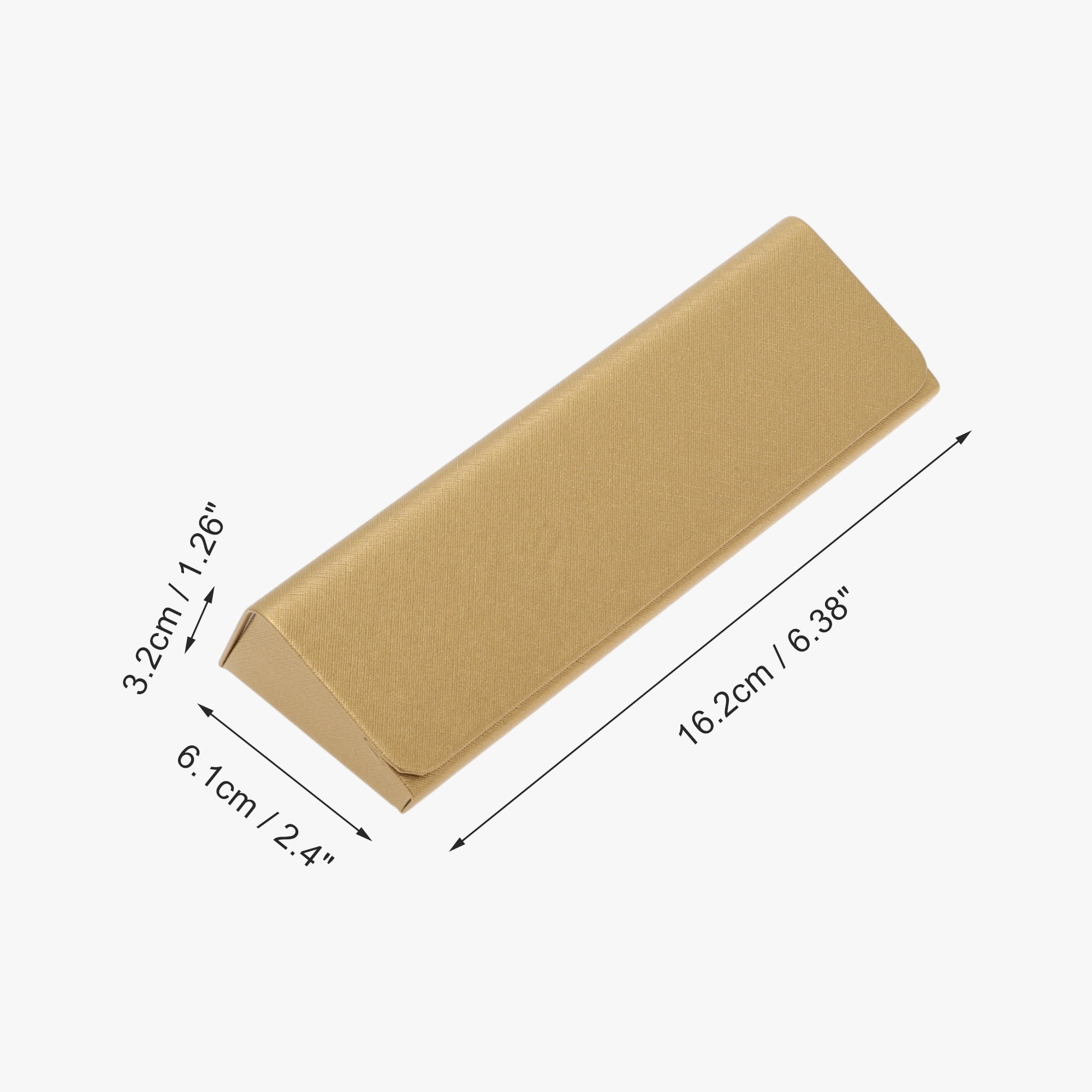 Unique Bargains Triangle Foldable Eyeglasses Case 6.38"x2.4"x1.26"(L*W*H) Gold Tone