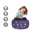 thumbnail image 2 of Alien Storage Toy Bag Chair, Ufo Trippy Odd Characters in Spaceship Hovering in Galaxy Futuristic Cartoon, Stuffed Animal Organizer Washable Bag, Small Size, Multicolor, by Ambesonne, 2 of 3