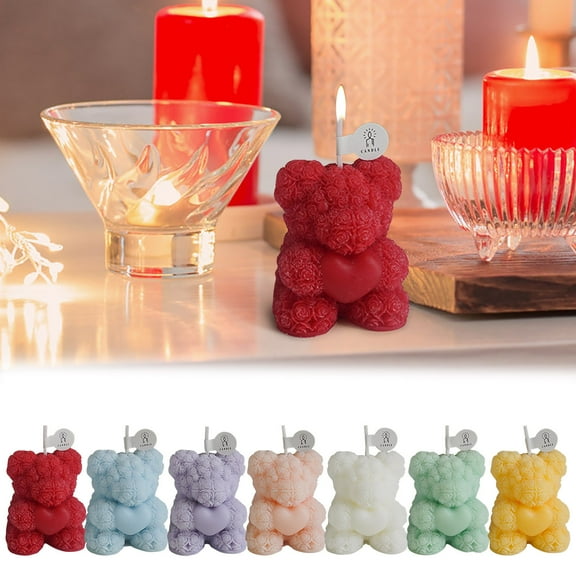Blukids Rose Bear Silicone Mold,3D Teddy Bear Candle Making Molds,Silicone Epoxy Resin Mould,Ornament for DIY Wax Candle Art Craft Cake Chocolate Home Decor Valentine Gifts Birthday Gift（Green）