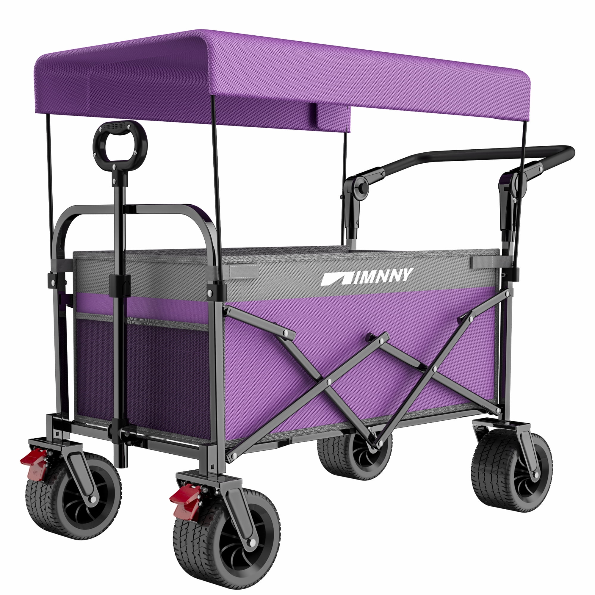 Push and Pull Wagon with Detachable Canopy All-Terrain Wheels 300 lbs Capacity 200L Grocery Pet Cart