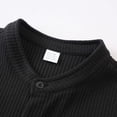 thumbnail image 5 of 2 PC Outfit Set for Men Collared Short Sleeve Button Down Shirt and Drawstring Shorts Casual Summer Ribbed Outfit Sets Black M, 5 of 8