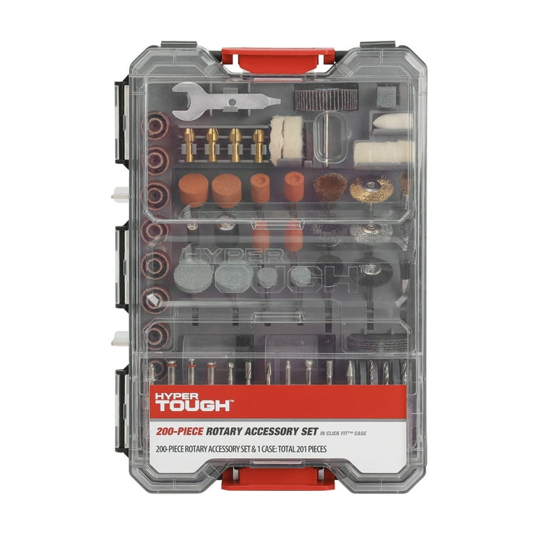 Hyper Tough Rotary Accessory Kit 200 Pieces in Click Fit Case for