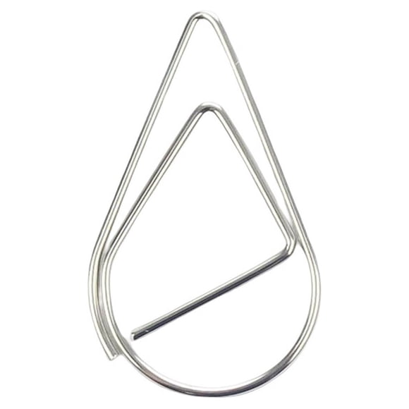 30 Pcs Pince à Papier Mignonne Goutte d'Eau Anti-Rouille Anti-Corrosion Style Simple Couleur Unie Bureau École Carnet de Notes Pince à Photo Marque-Page Argent