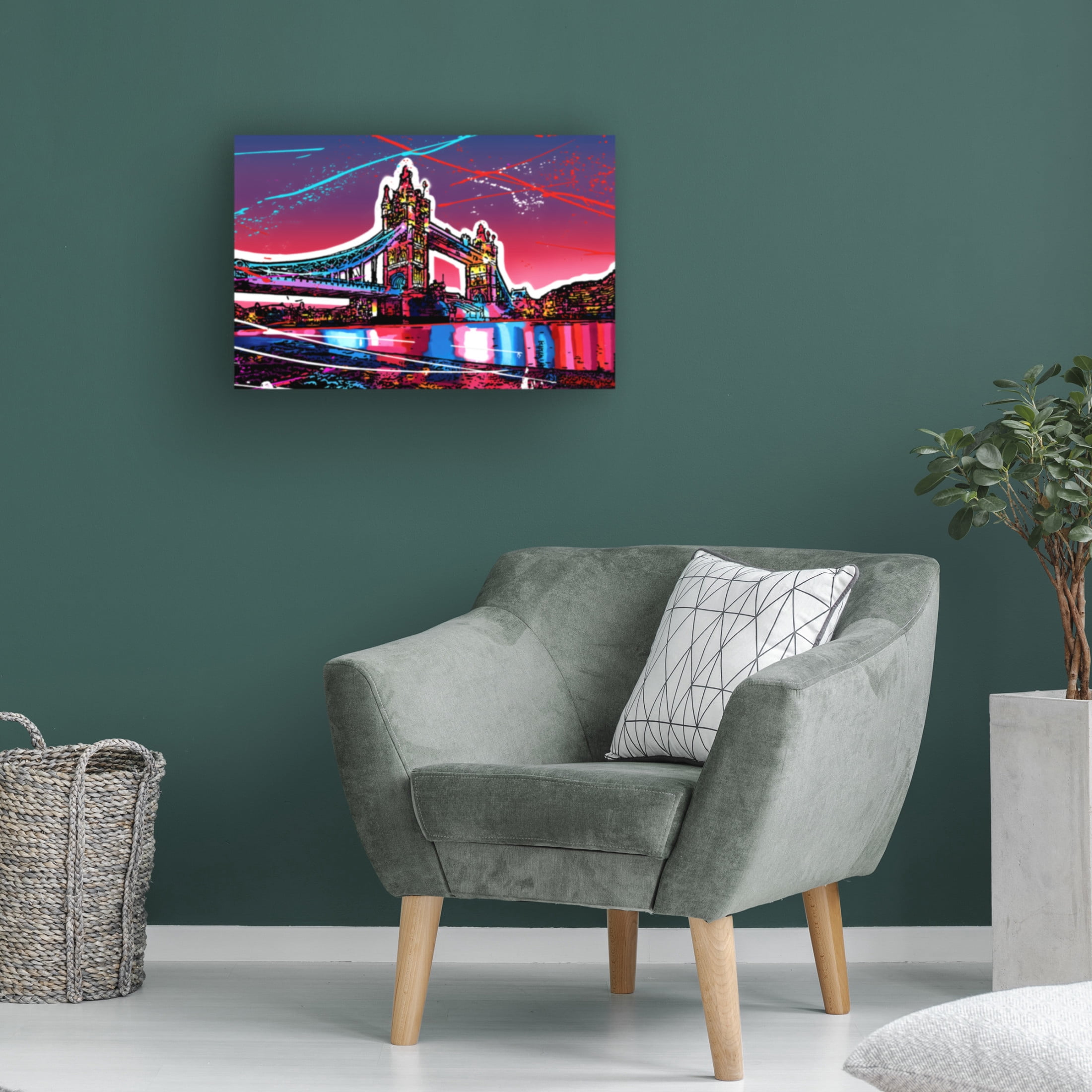 Canvas Wall Art - Ray Heere 'Colorful Cityview Tower Bridge London' Wall Art for Living Room, Bedroom, or Office Décor by Trademark Fine Art - 32 x 22 Inches