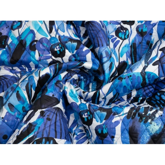Minerva Exclusive Inky Grove Pre Quilted Reversible Coating Fabric - per yard
