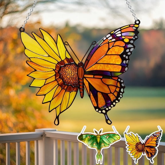 Butterfly Suncatcher Ornament,2D Flat Acrylic Window Hanging Pendant,Butterfly Sun Catcher for For Spring Decor,Gift For Women,Mother's Day,Birthday Gift For Grandma