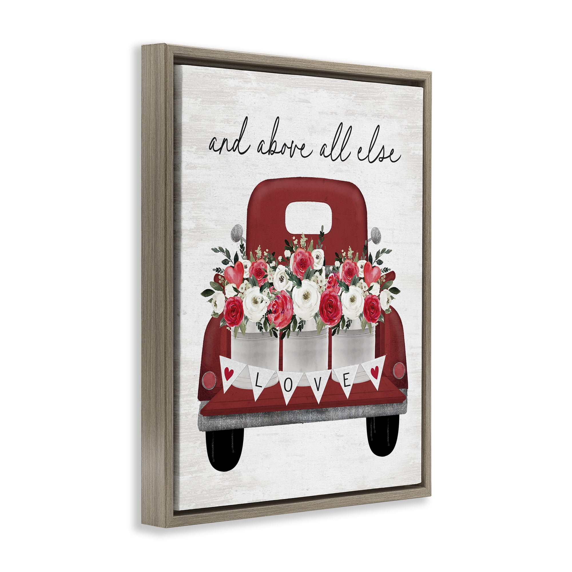 Stupell Industries Love Above All Else Transportation Painting Brown Floater Framed Canvas Art Print Wall Art, 17 x 21