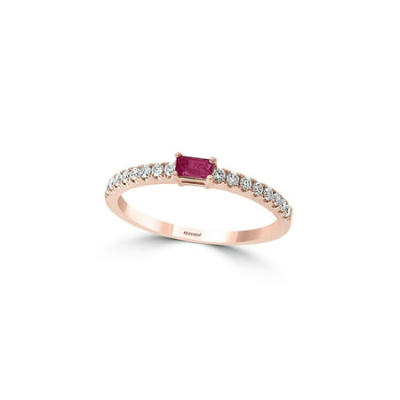 14K Rose Gold, 0.17 TCW Diamond & Ruby Basket-Style (Best Time To Purchase Diamond Ring)
