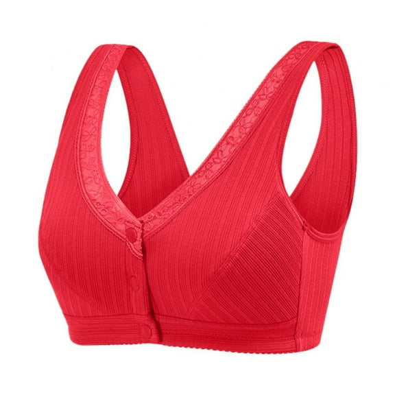 Xmarks Front Closure Bras for Women Post Surgery Padded - Comfortable Soft Cotton Cup Big Size Bra Large Size Middle Age Women Everyday Wear