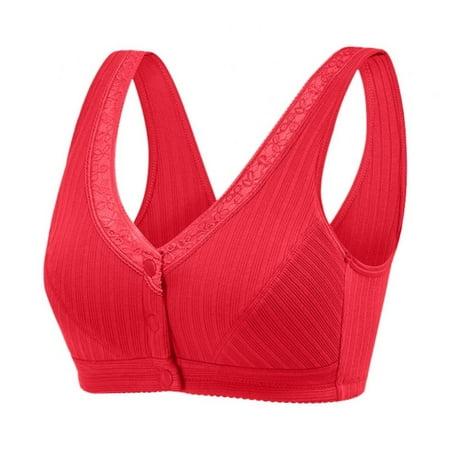 

WBQ Middle-Aged Women Wirefree Bra Front Button Closeure Soft Cotton Bra for Mom Grandma Gift Bra