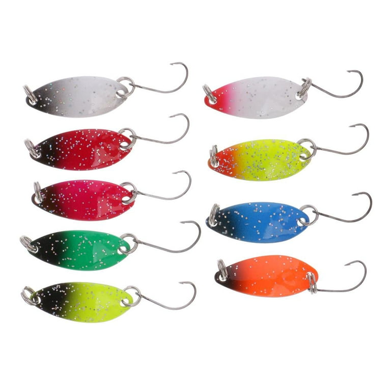9pcs Trout Spoon Lure Metal Baits Jigging Single Hook Fishing Spoon Lure Kit, Size: 1.26, Other