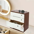 thumbnail image 4 of Lacquer Wood 15.94 Inches High 4-Storey Locked Storage Cabinet Desktop Drawer Locker Office Stationery Organizer, 4 of 20
