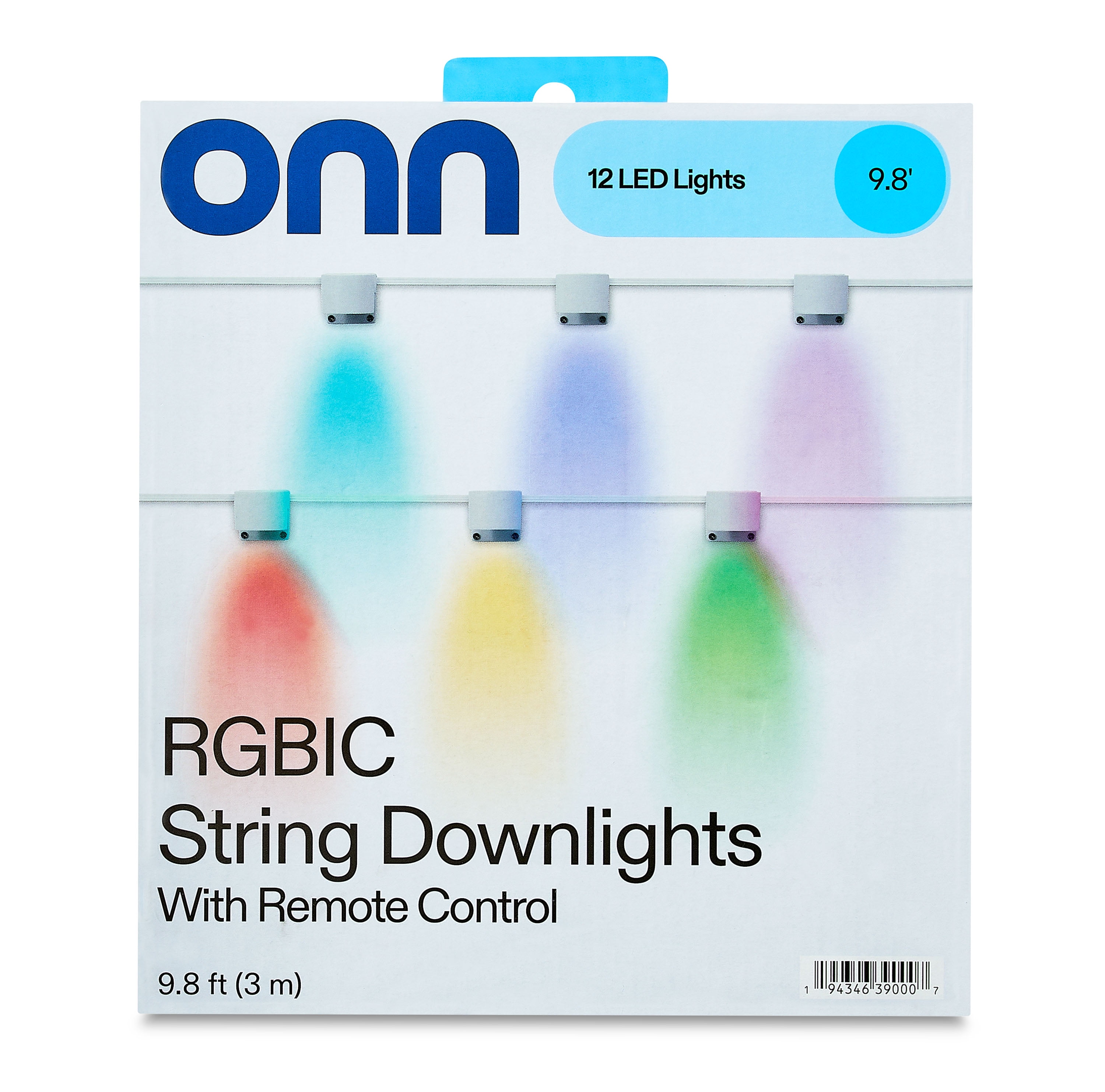 onn 9.8' 12W RGBIC LED String Downlights with Remote Control