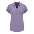 thumbnail image 6 of T Shirts for Women 2026 Summer Short Sleeve V Neck Collared Business Casual Office Work Tshirt Blouse, 6 of 9