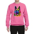 thumbnail image 2 of Wild Bobby, Colorful Happy German Shepherd Dog Animal Lover Unisex Crewneck Graphic Sweatshirt, Neon Pink, Medium, 2 of 3