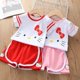 thumbnail image 5 of Hello Kitty nueva ropa para niños verano niñas lindo estampado de gato de dos piezas de algodón cuello redondo Camiseta + conjunto de pantalones cortos, 5 of 5