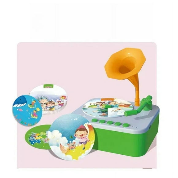 Kids Gramophone With 96 Cards Children Phonograph Story Music Player Boys Girls Toddler Toys Early Childhood Education Birthday 3 6 Years Old