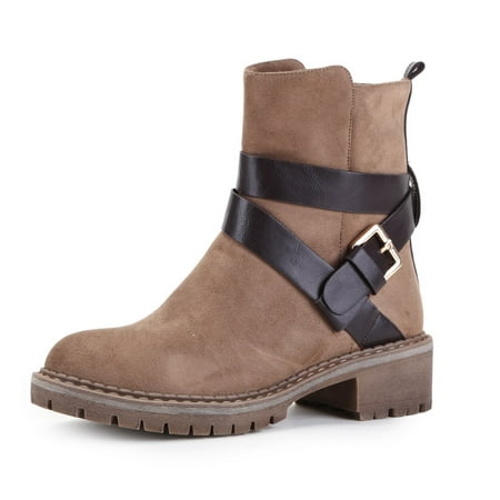 

Ferwind Women s Cross Straps Ankle Boots Brown 8