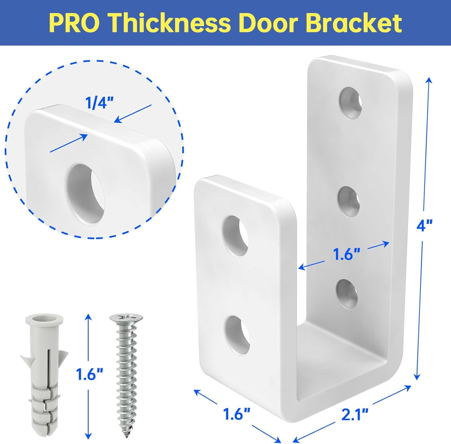 Heavy-Duty 2x4 Door Barricade Brackets 1/4" Industrial-Grade U-Shaped Security Brackets for Wood, Sheds, Gates & Basement Doors (2x4 Lumber Lock) 6mm White