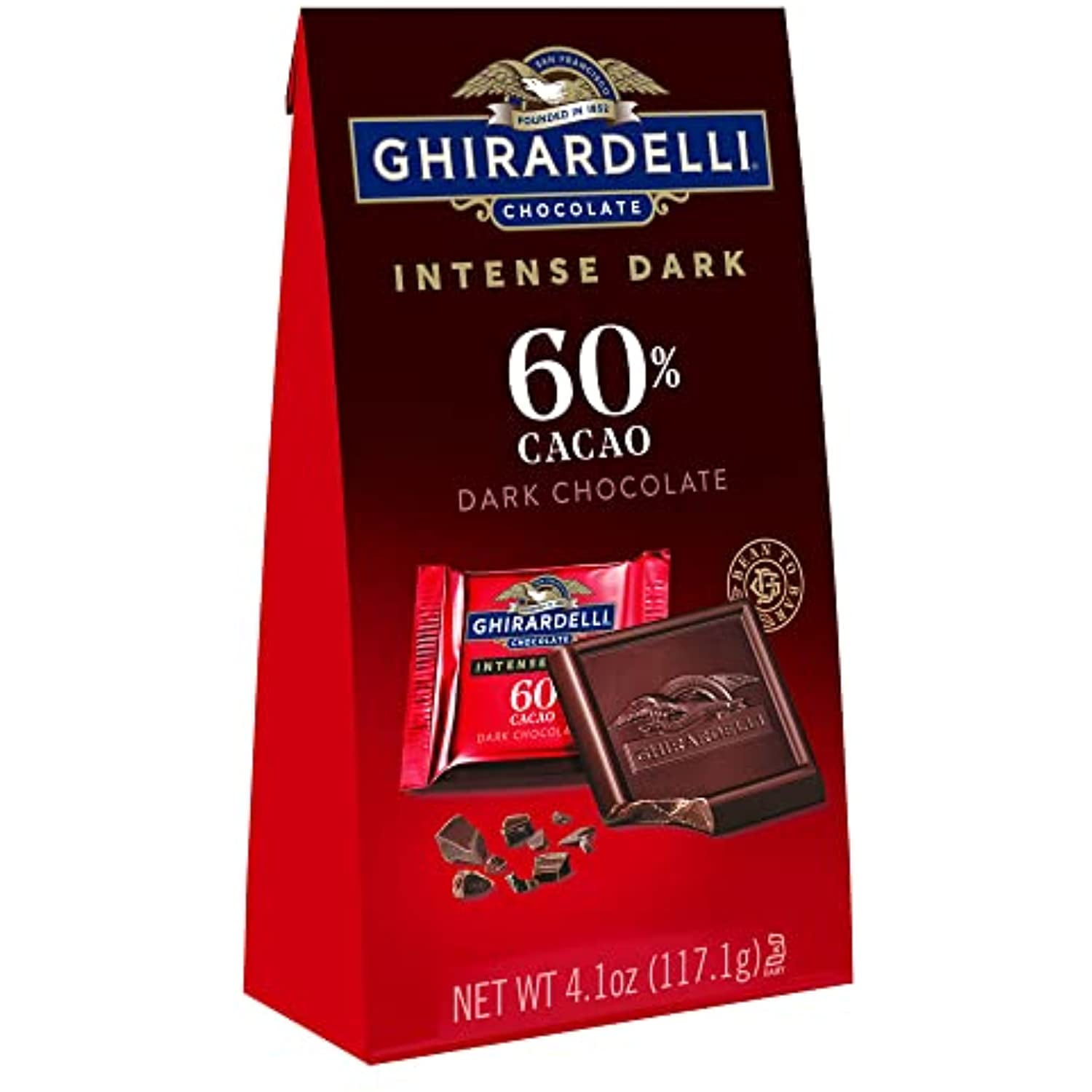 Ghirardelli, Dark Chocolate Square Bag 60 Cacao, 5.25 Oz