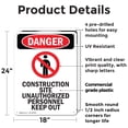 thumbnail image 2 of (2 Pack) Construction Site OSHA Danger Sign 18 Inch X 24 Inch Plastic Sign, Weather Resistant, UV Protected for Workplace, Business, and Construction Site, Made in the USA, 2 of 8