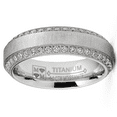 thumbnail image 2 of 1 Carat Moissanite Mens Wedding Band 6MM Eternity Engagement Ring Two-Row Pave, 2 of 5