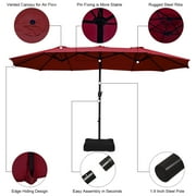 Patiojoy 15Ft Outdoor Double-Sided Patio Umbrella Parasol with Base