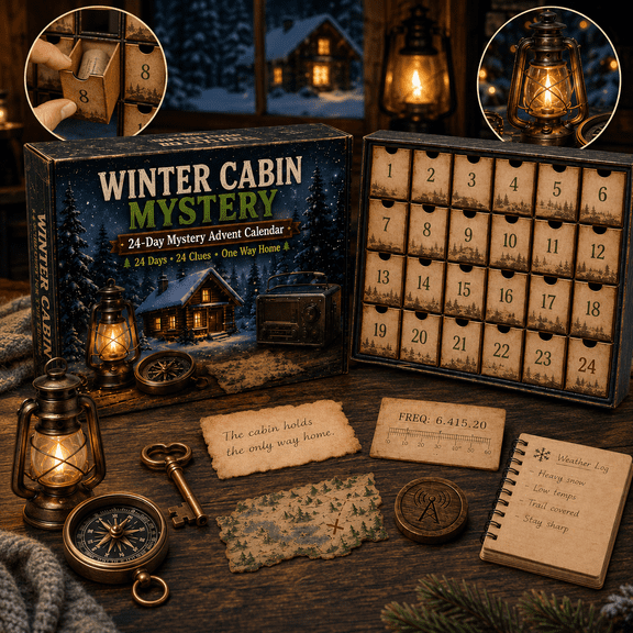 escape room advent calendar, 24-Day Christmas Mystery Puzzle Game with 6 Story Themes, Daily Clue-Solving Countdown Adventure for Family, Teens and Adults