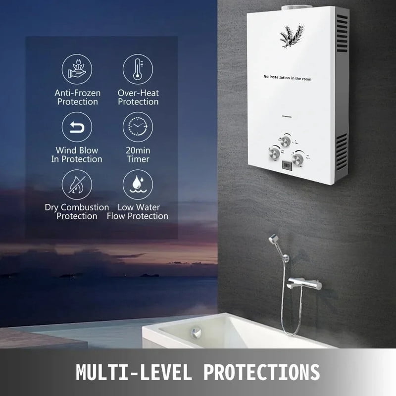 SIHAO Propane Tankless Water Heater, 2.7GPM 10L Instant GasHot Water Heater with Overheating Protection for Home Outdoor RV Camping Use