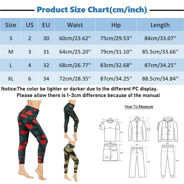 Women's Casual Running Tights Floral Print Slim High Waist Stretch Fitness  Pants Yoga Leggings Red S