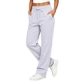 thumbnail image 3 of VV AVEORS Wide Leg Sweatpants Women Baggy Fall Casual High Waisted Drawstring Sweat Track Pants | Cozy Trendy Lounge Daily Autumn Trousers White 2XL, 3 of 8