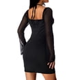 thumbnail image 4 of SAYOO Vestido de Manga Larga para Mujer con Tirantes Ajustables, Ropa de Verano de Malla Transparente de Color Sólido SAYOO casual, 4 of 5