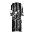 thumbnail image 5 of Drses Women Midi Dress Casual Loose Printed Irregular Buttoned Hem V-Neck 3/4 Sleeve Pleated Summer Dresses, 5 of 5