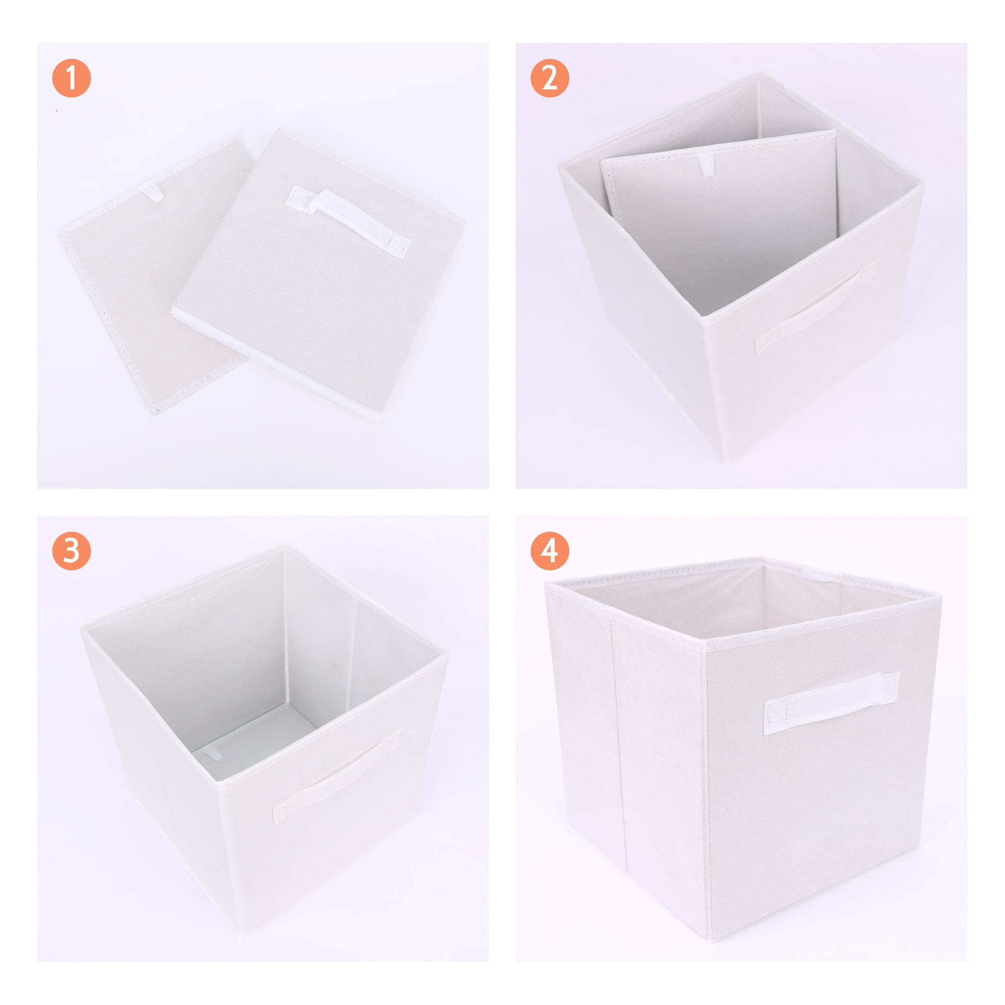 Unique Bargains Fabric Storage Cube Storage Bin White 11*10.6*10.6in