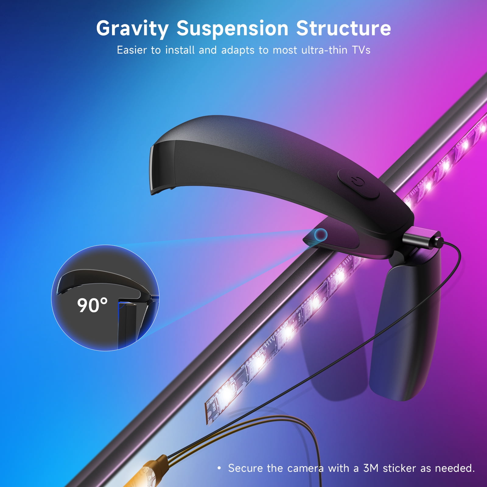 AYEDLOE TV LED Backlight with Screen Sync 3-way Sensor, 14.76Ft Cuttable RGB SLED Strip for 55-65 inch, App Control, Color Changing Lights that Sync with TV for Gaming, Music, Movies, Gifts