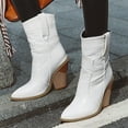 thumbnail image 1 of Fashion Womens Leather Non-Slip Wedges Shoes Pointed Toe Cowboy Ankle Booties, 1 of 6