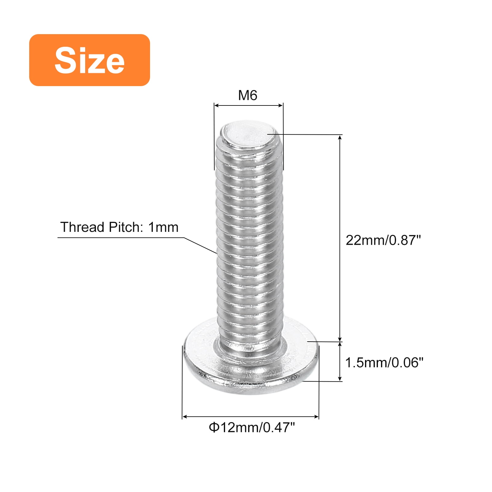 M6-1 x 22mm 50Pack Metal Flat Round Head Screws Phillips Drive Machine Bolt