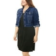 thumbnail image 2 of GRACE & GRANDEUR Women's Plus Jean Jackets Button Down Denim Bomber Jacket, 2 of 4