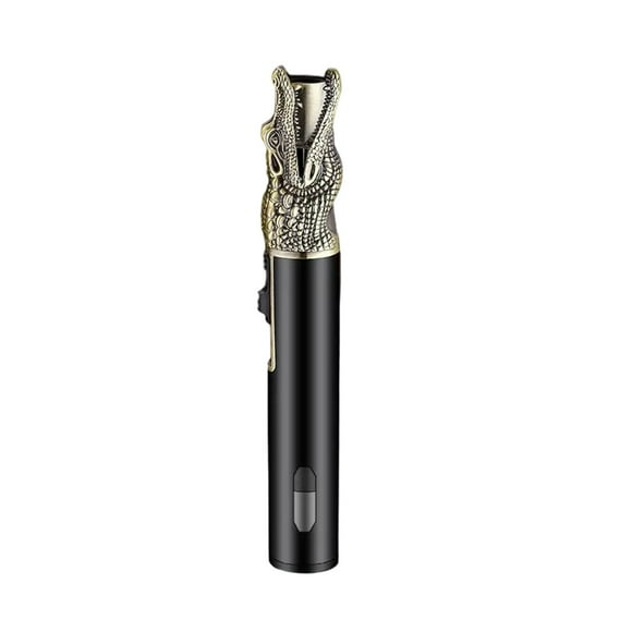 Handheld Jerk Gun Embossed Lighter Windproof Torch Lighter - Portable Adjustable Refillable Butane Jet With Straight Flame for Outdoor BBQ Camping Kitchen Cooking