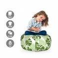 thumbnail image 2 of Green and White Storage Toy Bag Chair, Palm Leaves and Monsteras Tropical Themed Monochrome Hawaii, Stuffed Animal Organizer Washable Bag, Large Size, Green Pale Green, by Ambesonne, 2 of 3
