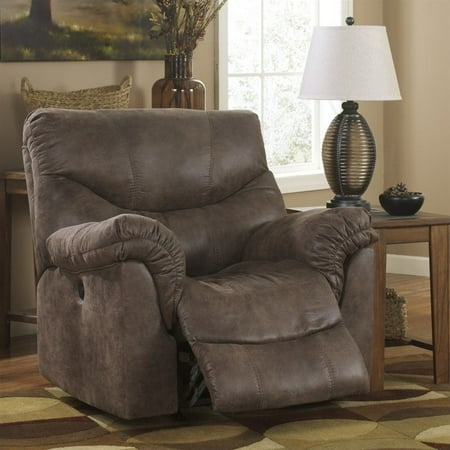 Recliner: Contemporary Living Room Rocker Recliner - Gunsmoke - Signature Design by Ashley, Brown