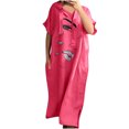 thumbnail image 2 of LOVZFMLL Mode Robe à Manches Courtes Col en V pour Femmes Printemps/été Rose 2TG, 2 of 6