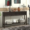 thumbnail image 3 of Harper & Bright Designs Console Table for Entryway Hallway 60" Sofa Table with Storage Drawers and Bottom Shelf, Navy, 3 of 14