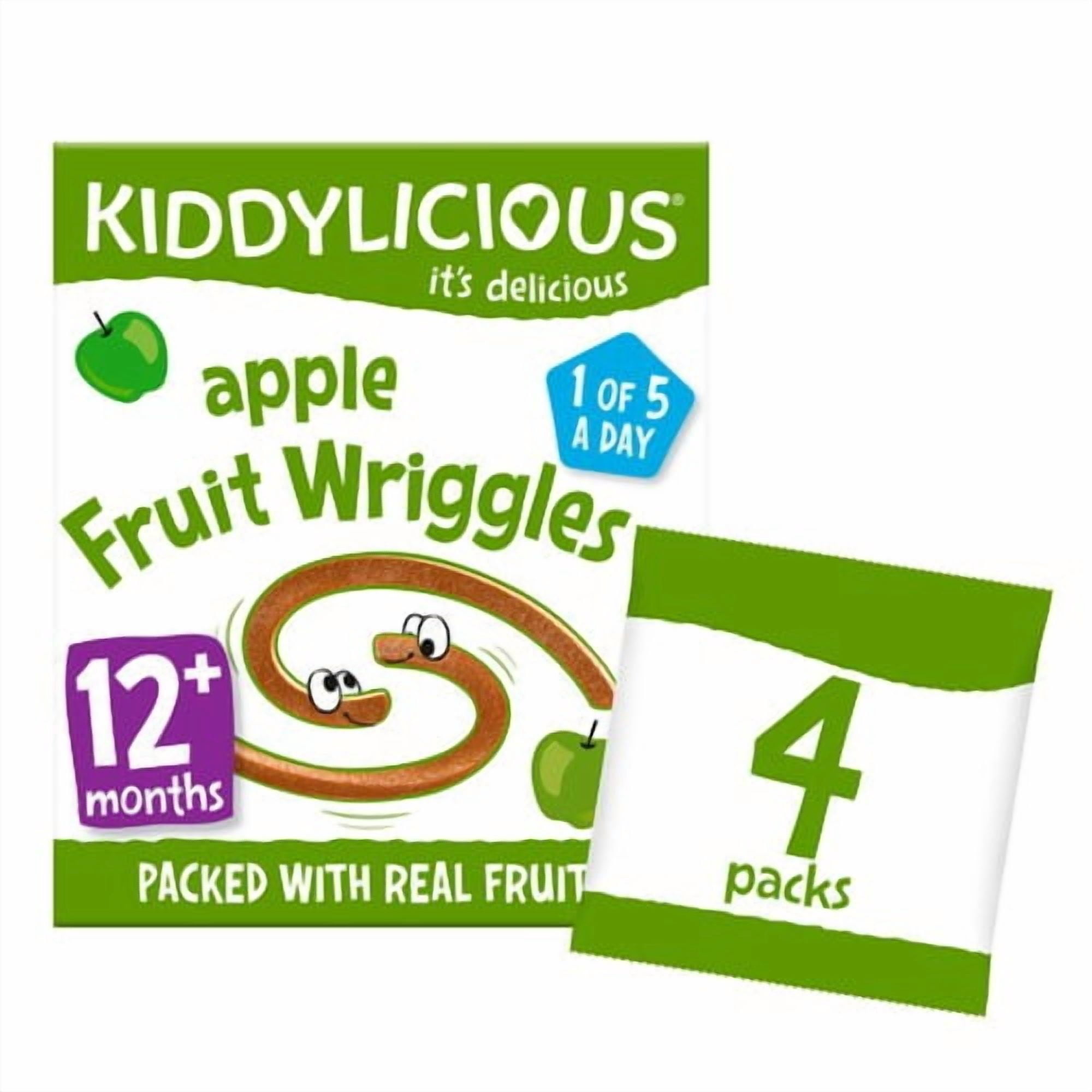Kiddylicious Apple Wriggles Baby Snacks Multi 4 x 12g, British Import (Pack of 3)
